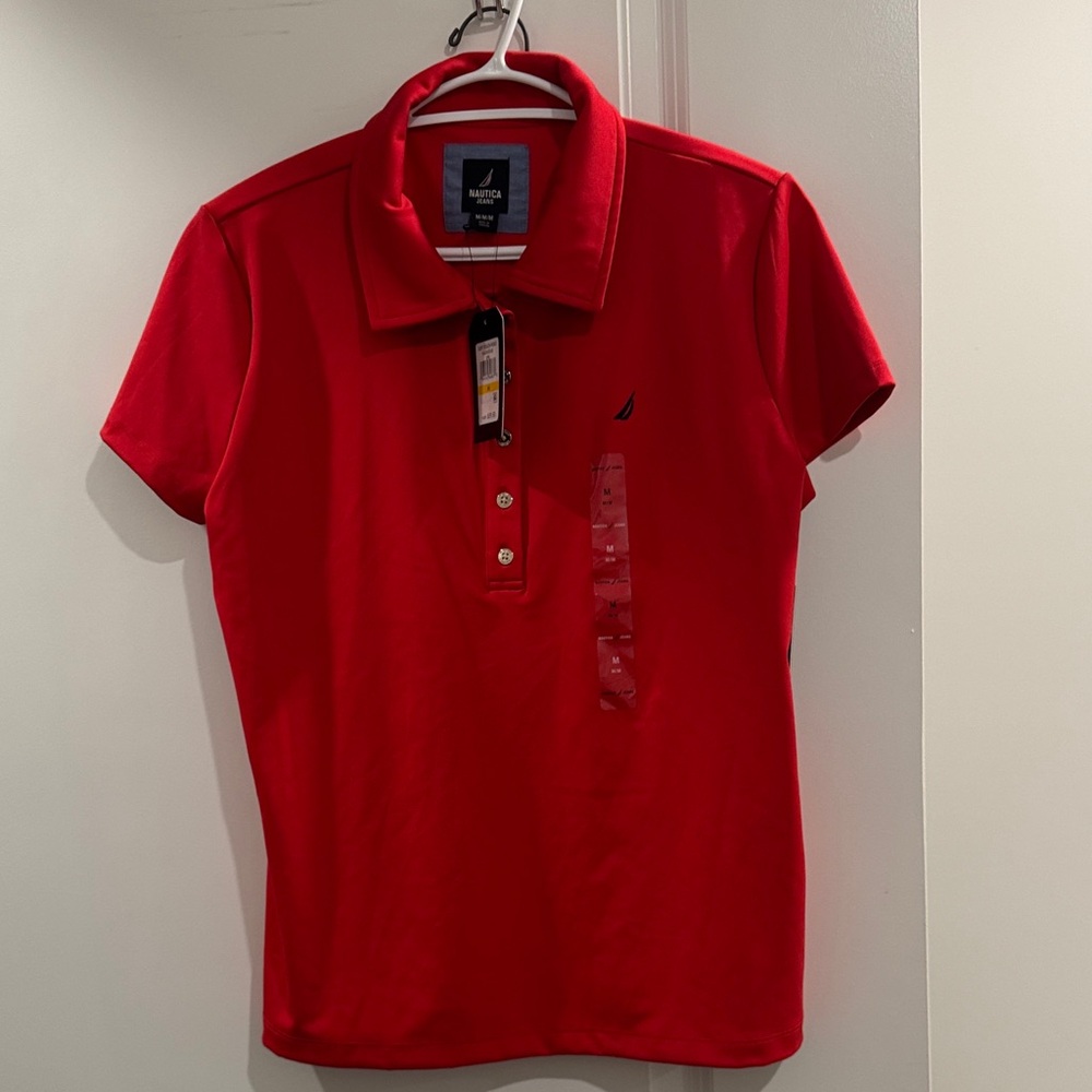 Nautica Jeans Red Polo Shirt Men’s Medium NWT Classic Fit - Picture 2 of 5